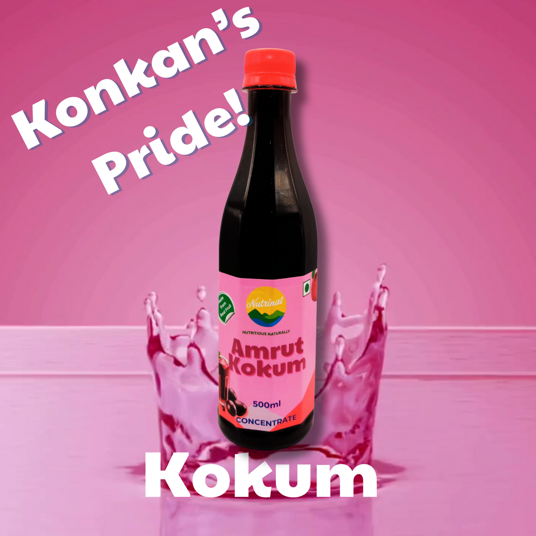 Nutrinat Amrut Kokum | Kokum Sharbat | Organic Kokum Syrup | Pure & Natural Kokam Sharbat with No Added Preservatives & No Additives | Kokam Syrup with Cumin Powder | Fruit Juice Concentrate 500ml - (Pack of 1)