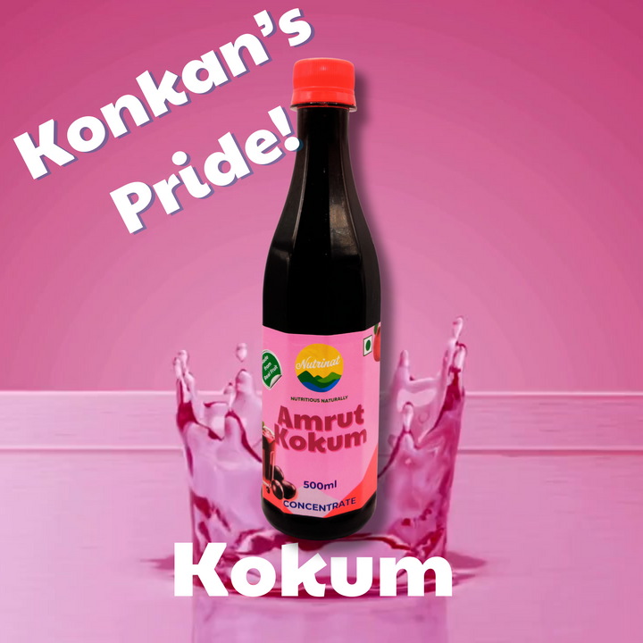 Nutrinat Amrut Kokum | Kokum Sharbat | Organic Kokum Syrup | Pure & Natural Kokam Sharbat with No Added Preservatives & No Additives | Kokam Syrup with Cumin Powder | Fruit Juice Concentrate 500ml - (Pack of 1)